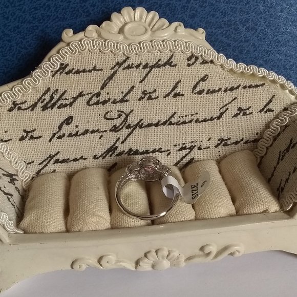 Sapphire & White Topaz Silver Ring - Picture 6 of 6